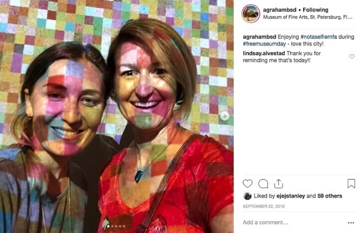 Museum of Fine Arts in St. Petersburg instagram post from “This is not a selfie” exhibit
