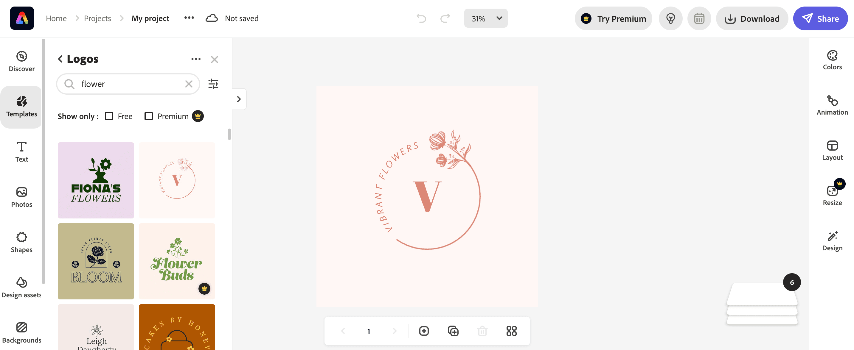 Interface for Adobe Express