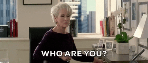 gif of Meryl Streep saying who are you?