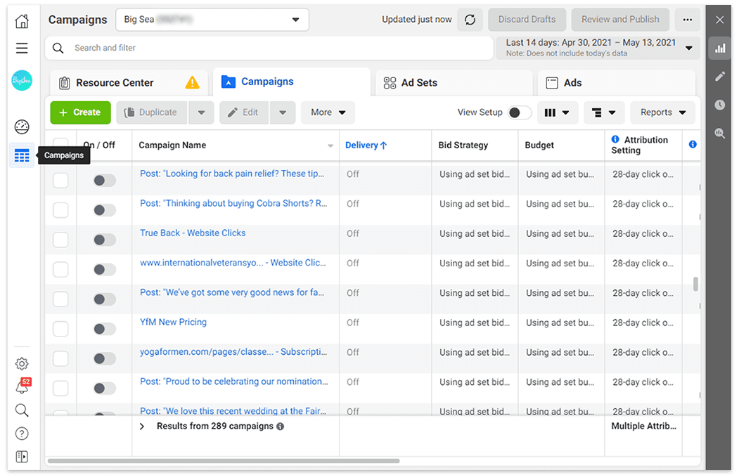 Facebook and Instagram ad campaign overview
