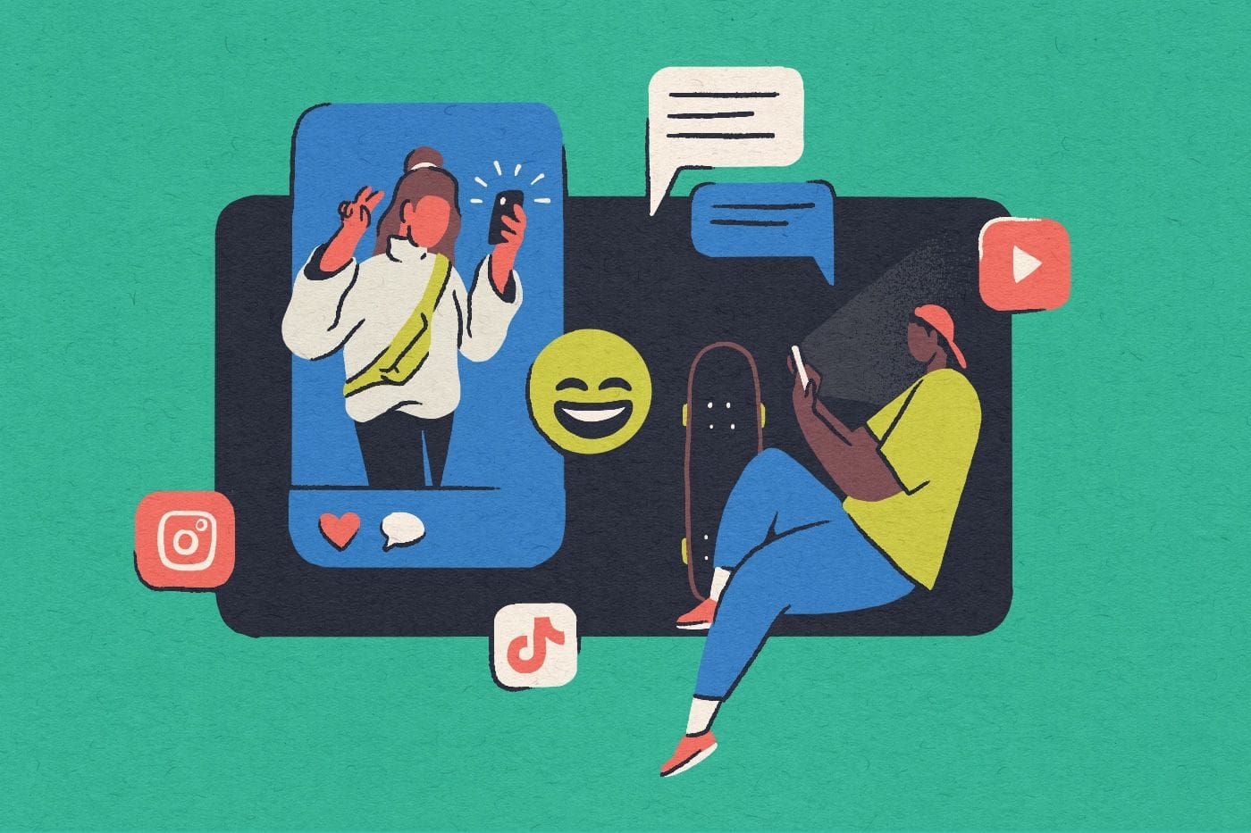 Two Gen Z teens on social media
