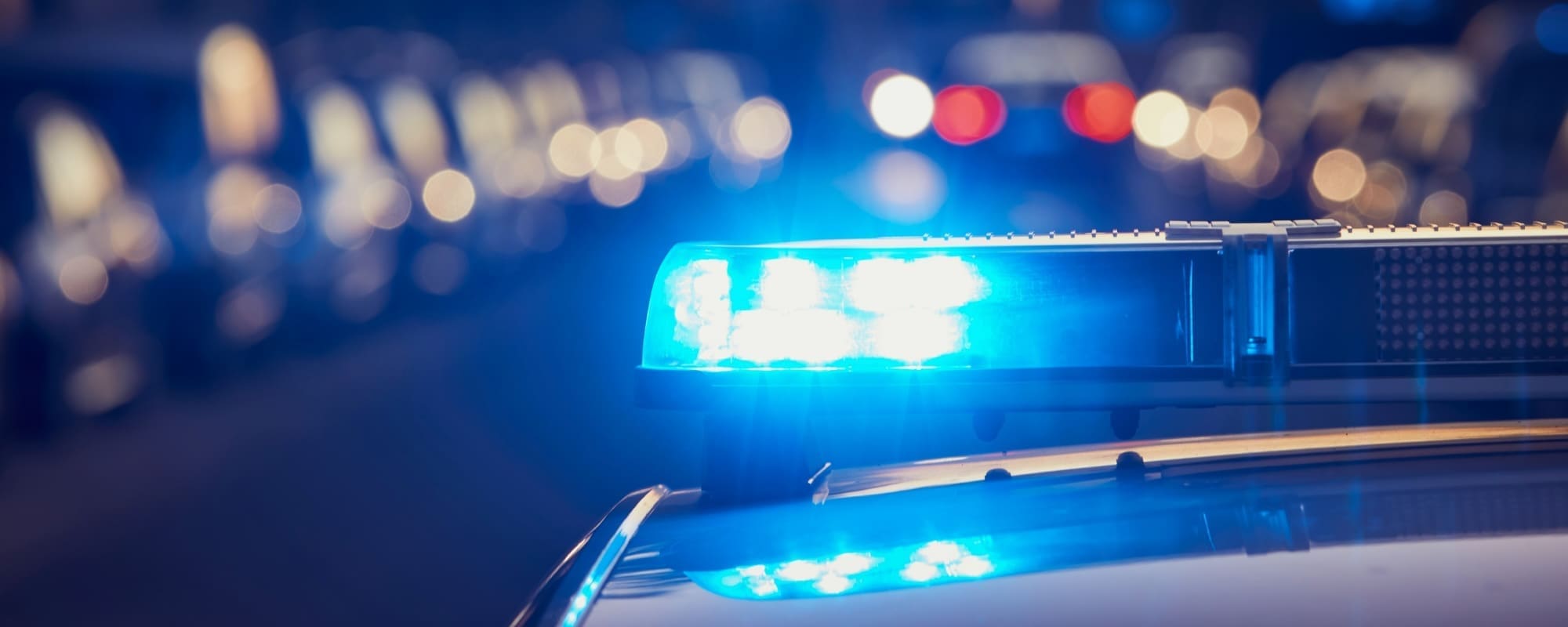 A close up of police car lights