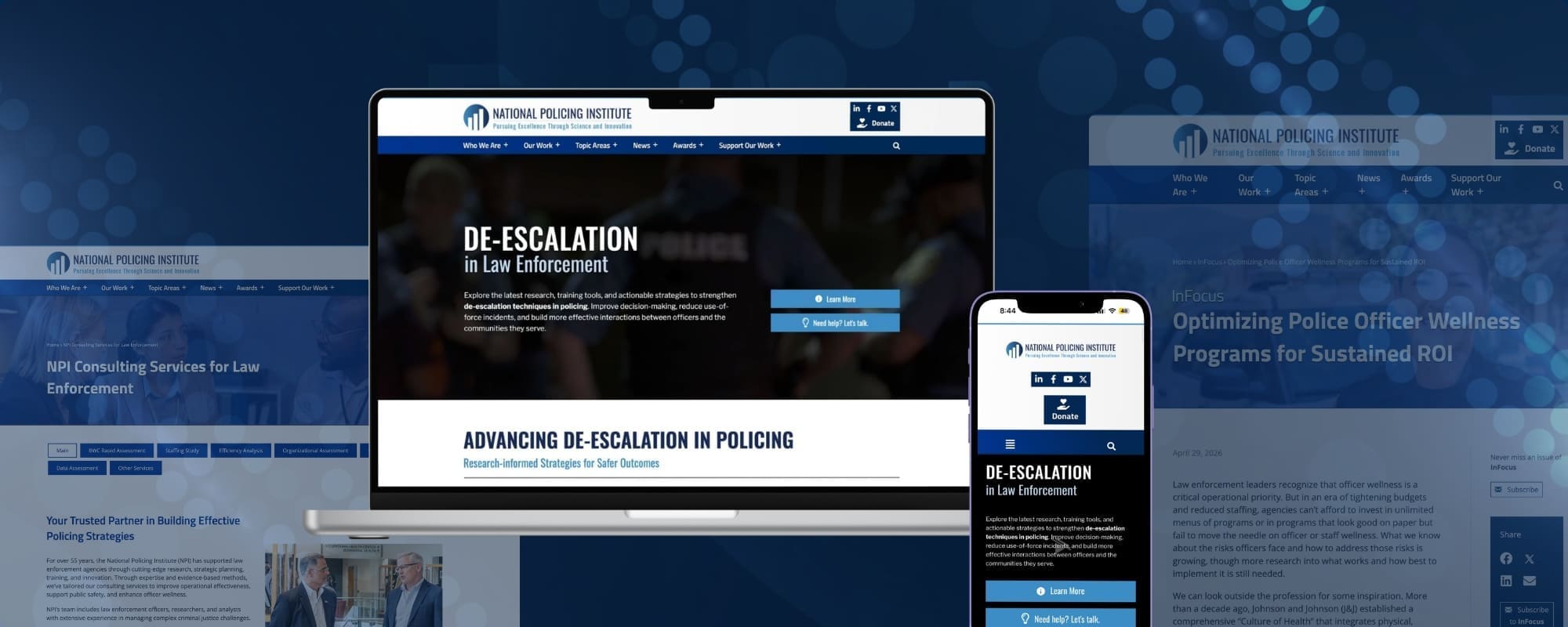 A collection of screenshots of the revamped NPI website