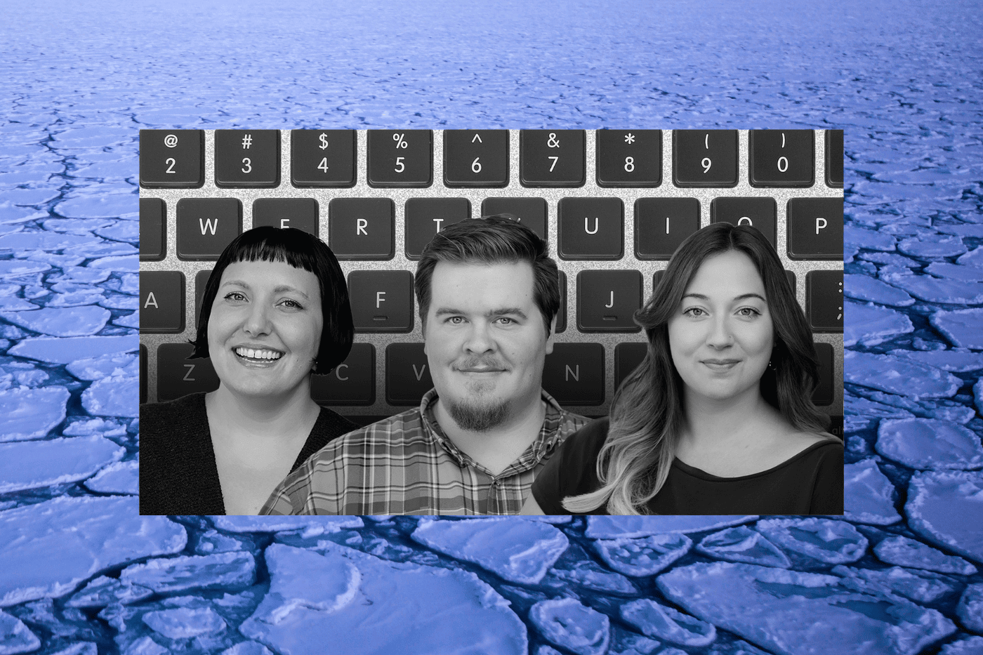 Headshots of three content writers in front of a computer keyboard, featured in a discussion about how AI is changing content writing.