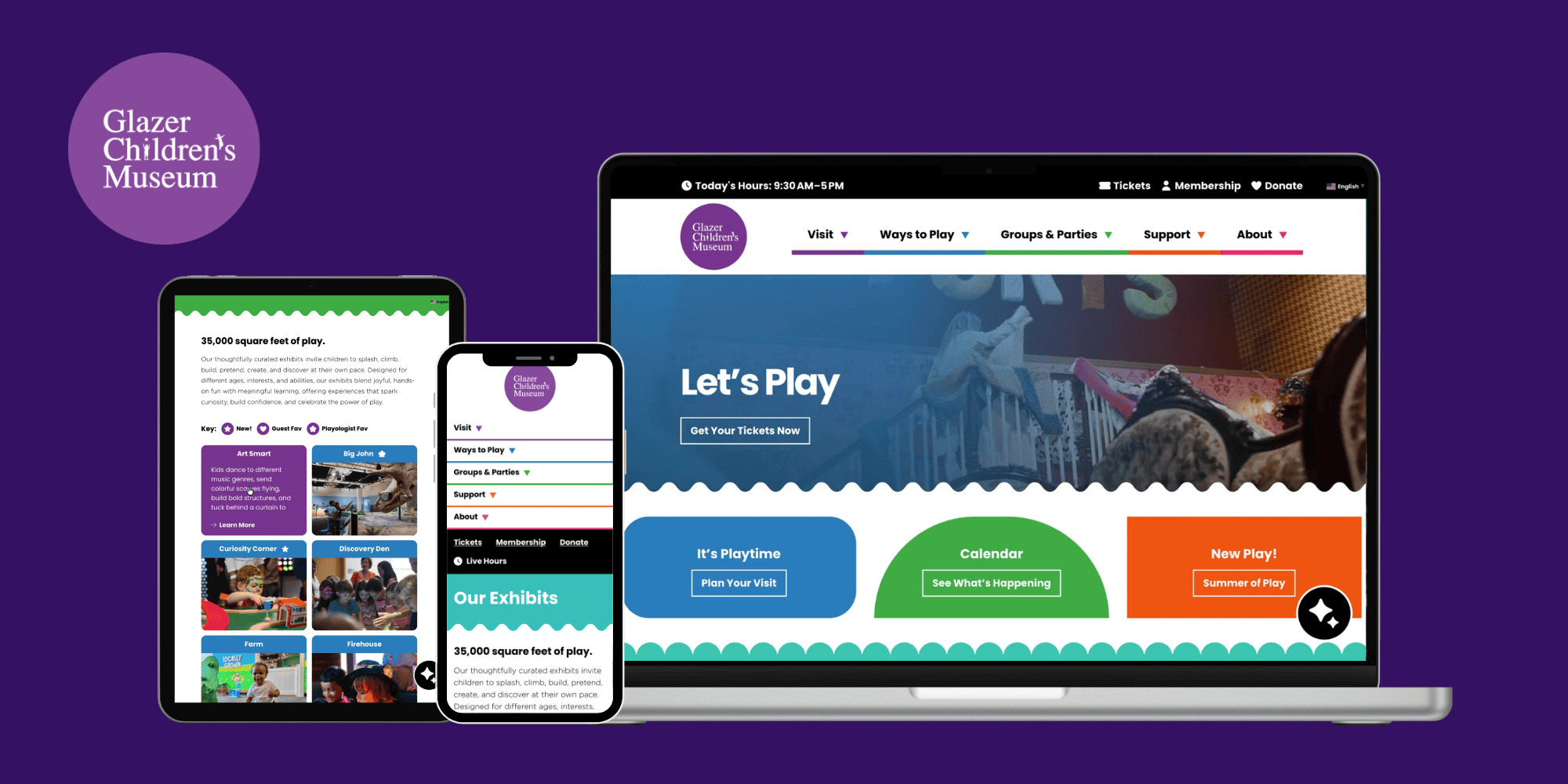Hero image of screen mockups of Glazer website.